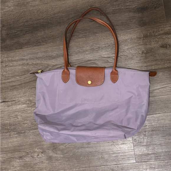 Longchamp Handbags - Longchamp Lavender Tote with Brown Accents